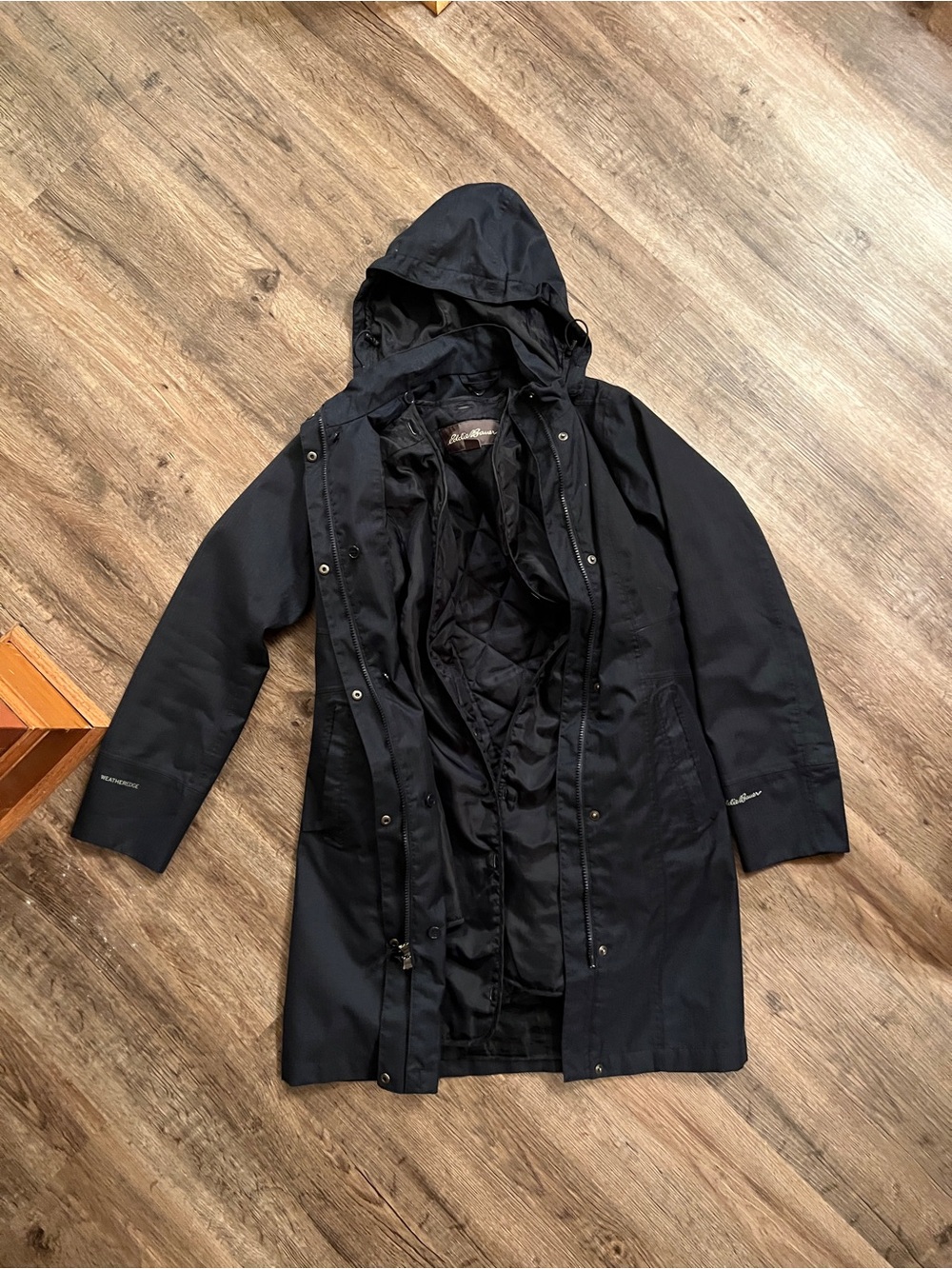 Navy Eddie Bauer waterproof trench with removable liner